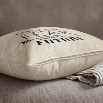 Cream Chenille Cushion - Never Let Your Fear Decide Your Future